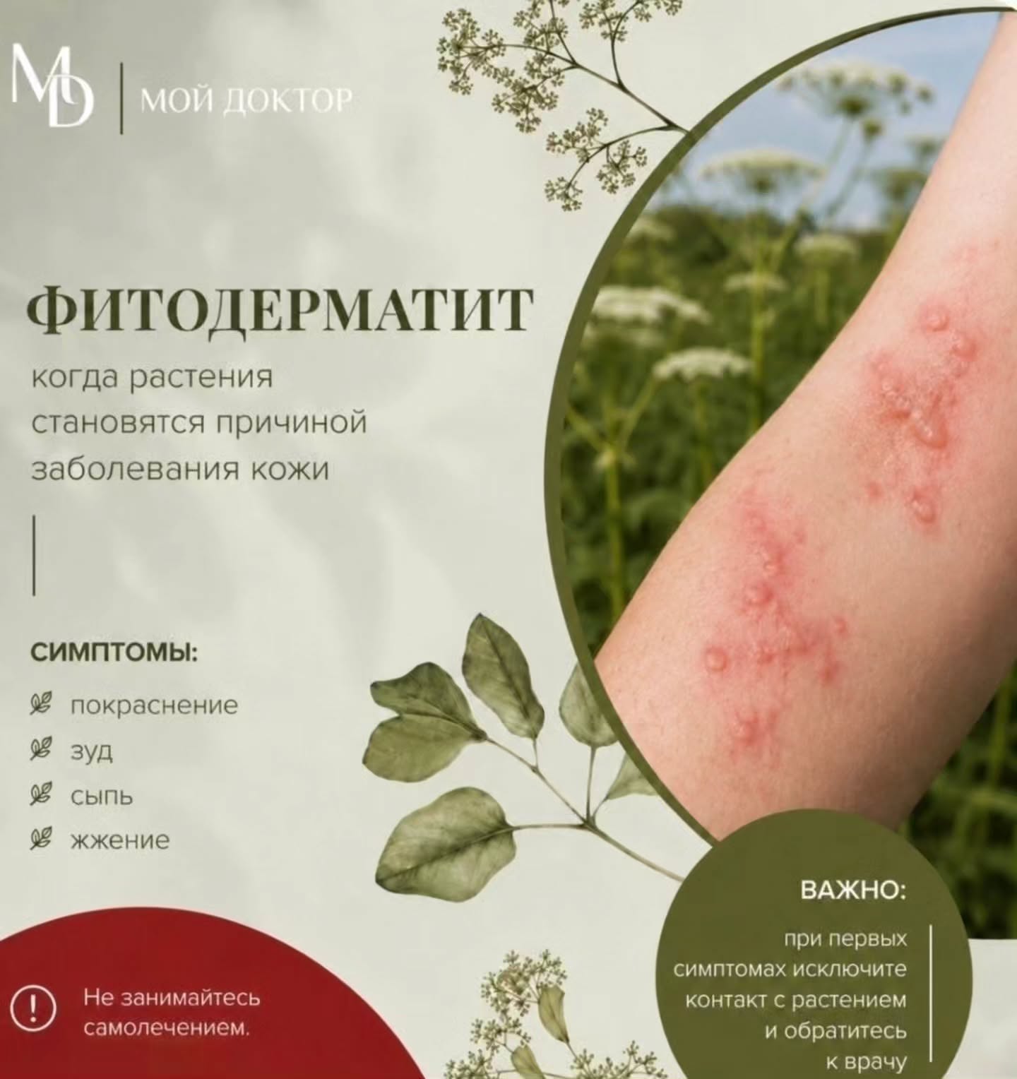 Риск контактного дерматита после контакта с растениями